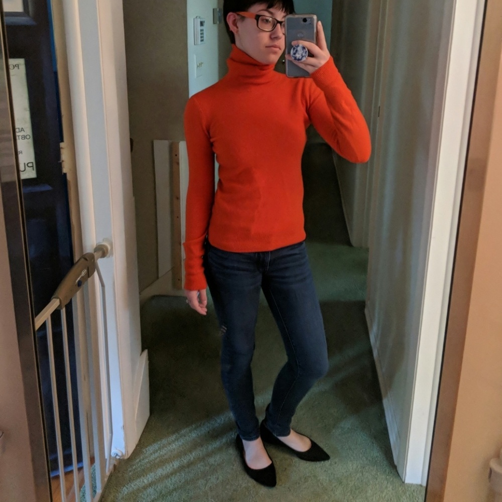 Orange turtleneck